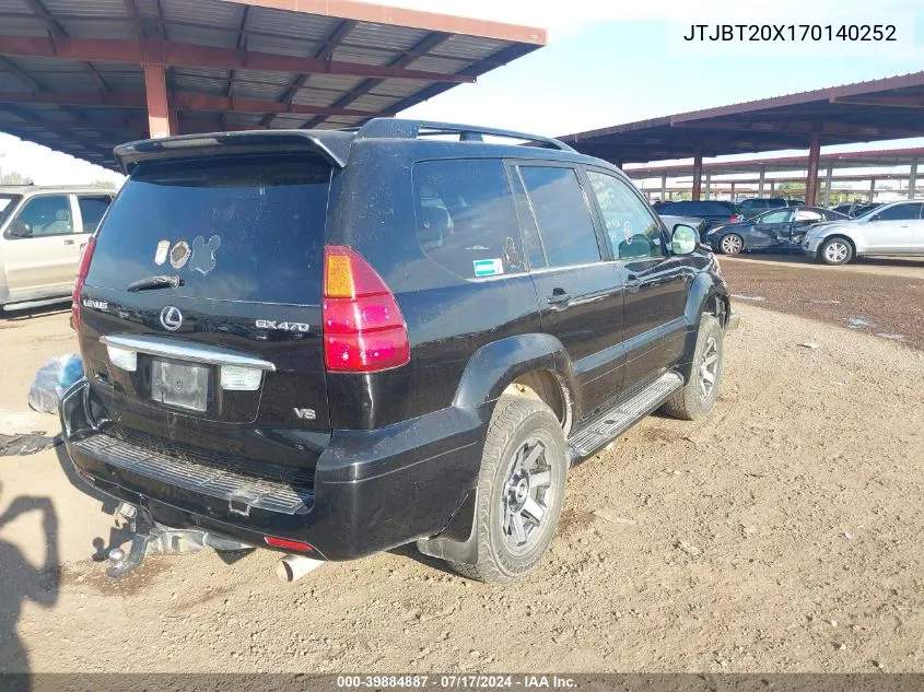 2007 Lexus Gx 470 VIN: JTJBT20X170140252 Lot: 39884887