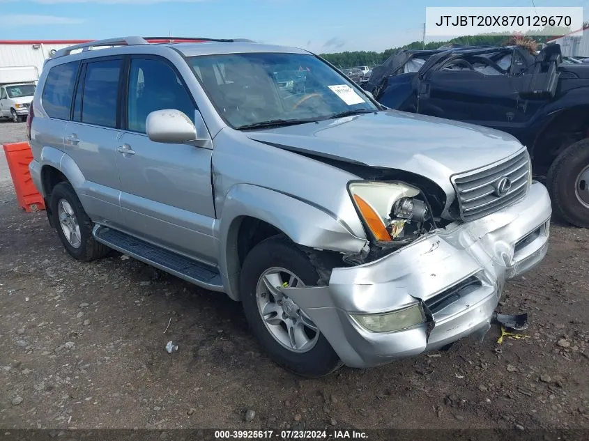 2007 Lexus Gx 470 VIN: JTJBT20X870129670 Lot: 39925617