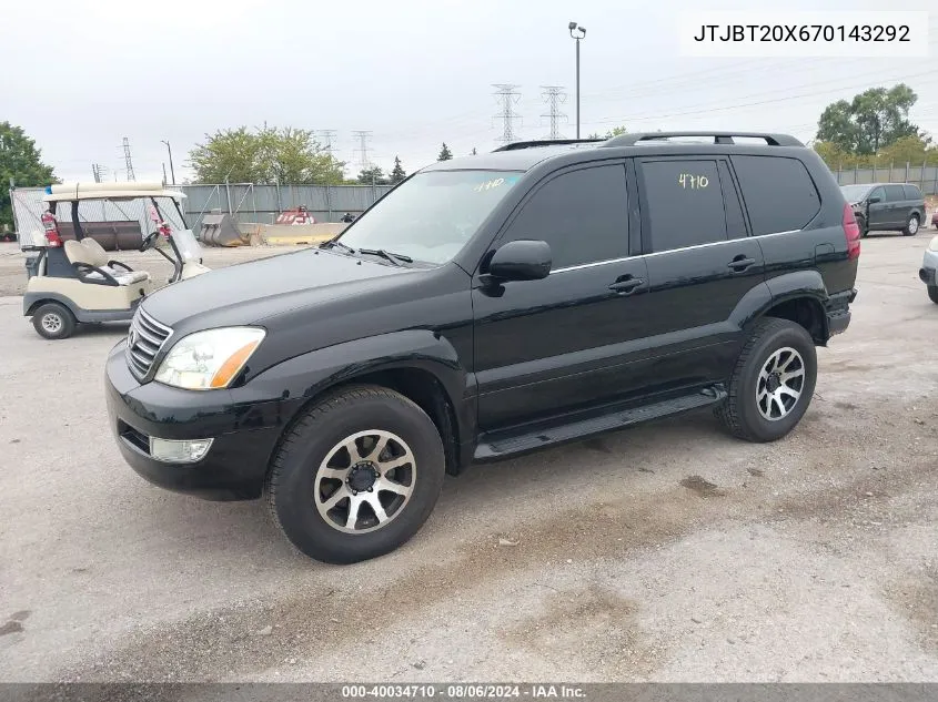 2007 Lexus Gx 470 VIN: JTJBT20X670143292 Lot: 40034710