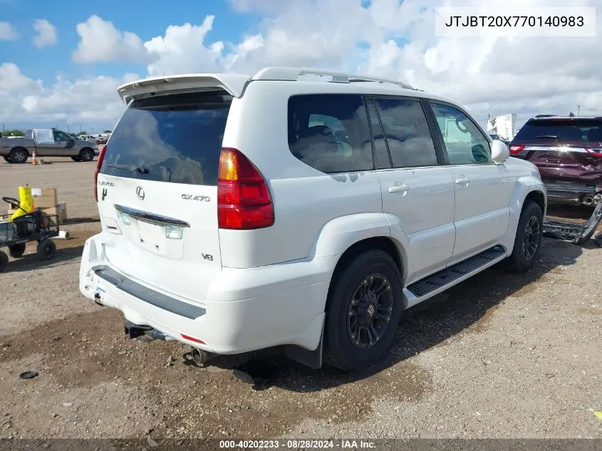 2007 Lexus Gx 470 VIN: JTJBT20X770140983 Lot: 40202233