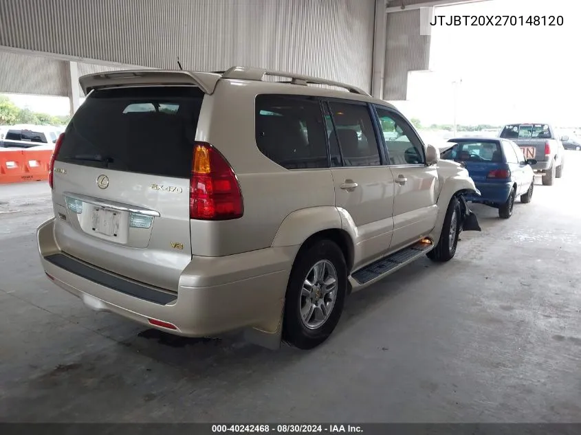 2007 Lexus Gx 470 VIN: JTJBT20X270148120 Lot: 40242468