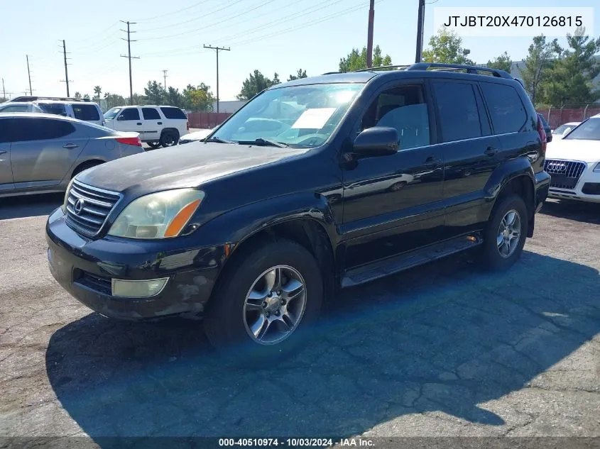 2007 Lexus Gx 470 VIN: JTJBT20X470126815 Lot: 40510974