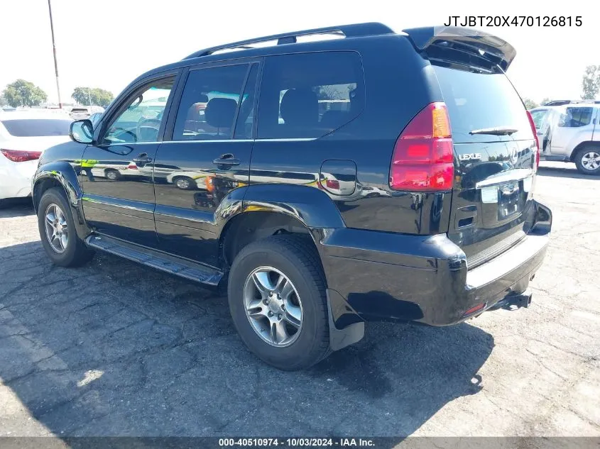 2007 Lexus Gx 470 VIN: JTJBT20X470126815 Lot: 40510974