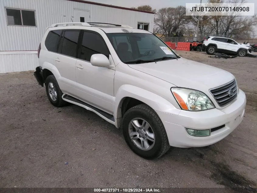 2007 Lexus Gx 470 VIN: JTJBT20X070148908 Lot: 40727371