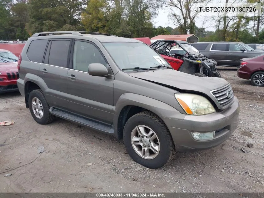 2007 Lexus Gx 470 VIN: JTJBT20X370130726 Lot: 40748033