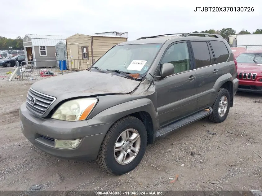 2007 Lexus Gx 470 VIN: JTJBT20X370130726 Lot: 40748033