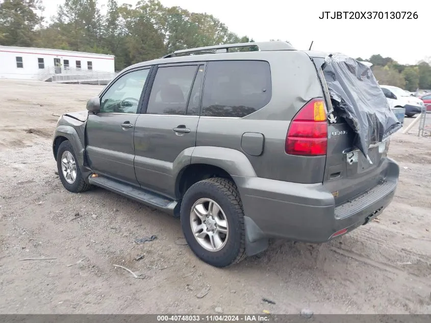 2007 Lexus Gx 470 VIN: JTJBT20X370130726 Lot: 40748033