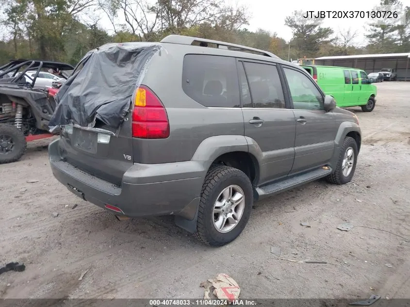 2007 Lexus Gx 470 VIN: JTJBT20X370130726 Lot: 40748033