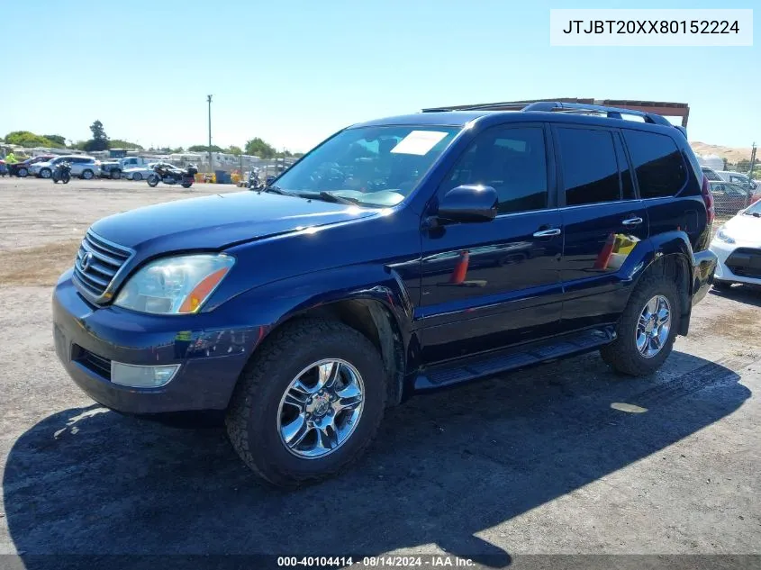 2008 Lexus Gx 470 VIN: JTJBT20XX80152224 Lot: 40104414