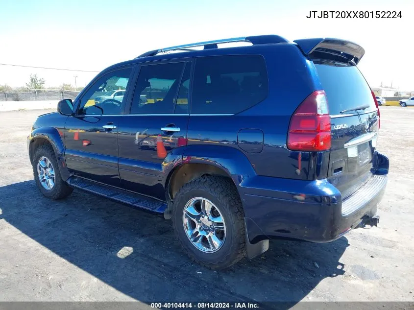 2008 Lexus Gx 470 VIN: JTJBT20XX80152224 Lot: 40104414