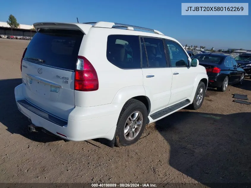 2008 Lexus Gx 470 VIN: JTJBT20X580162269 Lot: 40198889