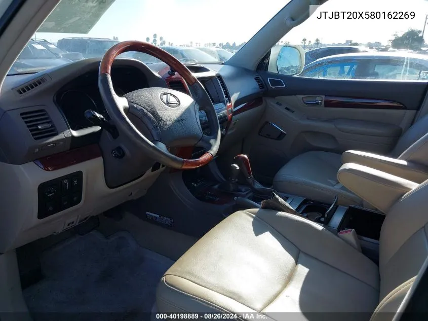 2008 Lexus Gx 470 VIN: JTJBT20X580162269 Lot: 40198889