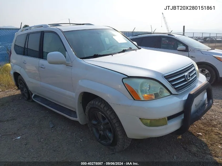 2008 Lexus Gx 470 VIN: JTJBT20X280151861 Lot: 40275087