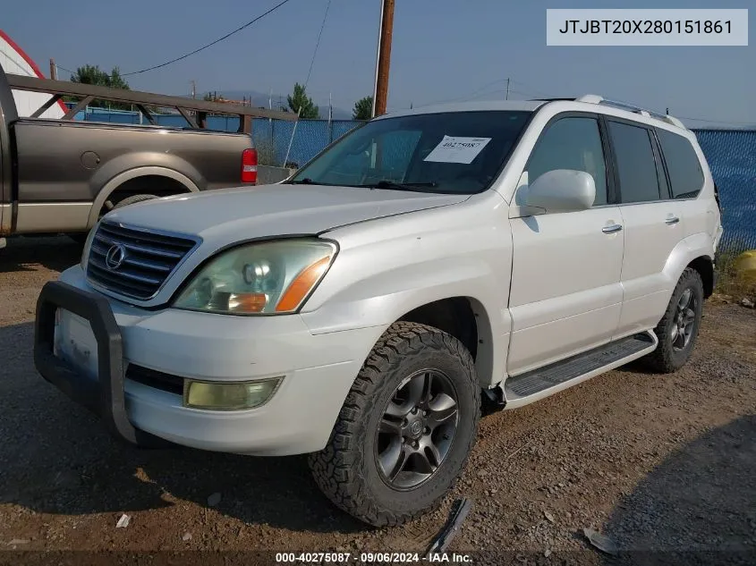 2008 Lexus Gx 470 VIN: JTJBT20X280151861 Lot: 40275087