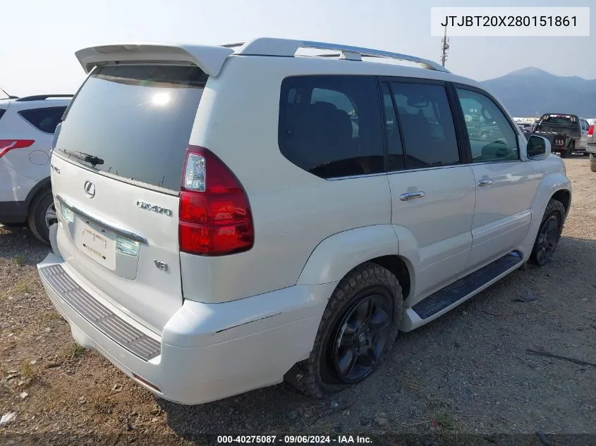 2008 Lexus Gx 470 VIN: JTJBT20X280151861 Lot: 40275087