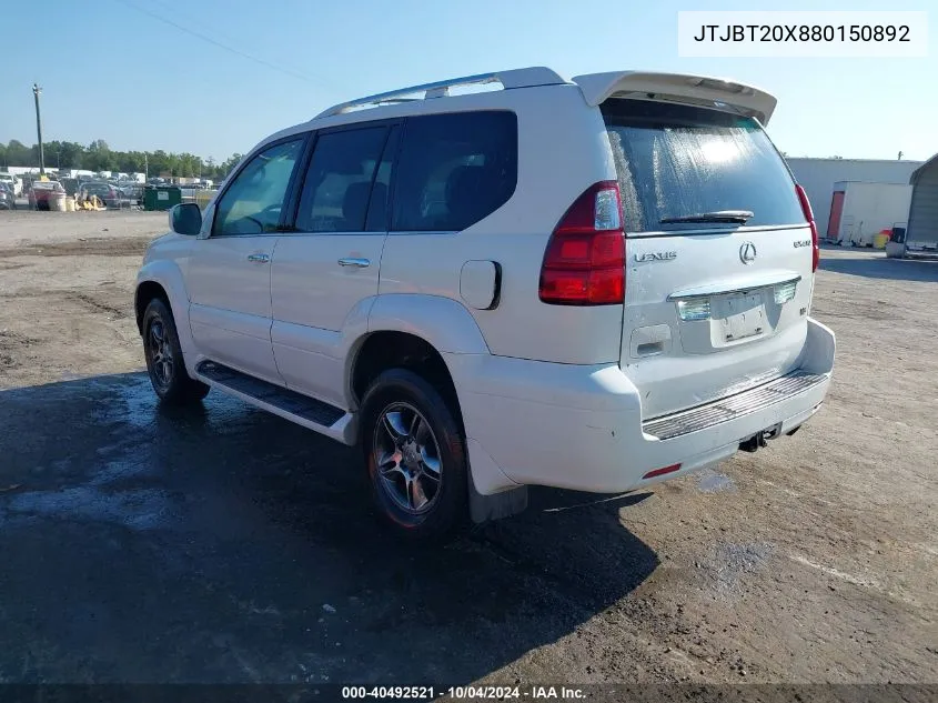 2008 Lexus Gx 470 VIN: JTJBT20X880150892 Lot: 40492521