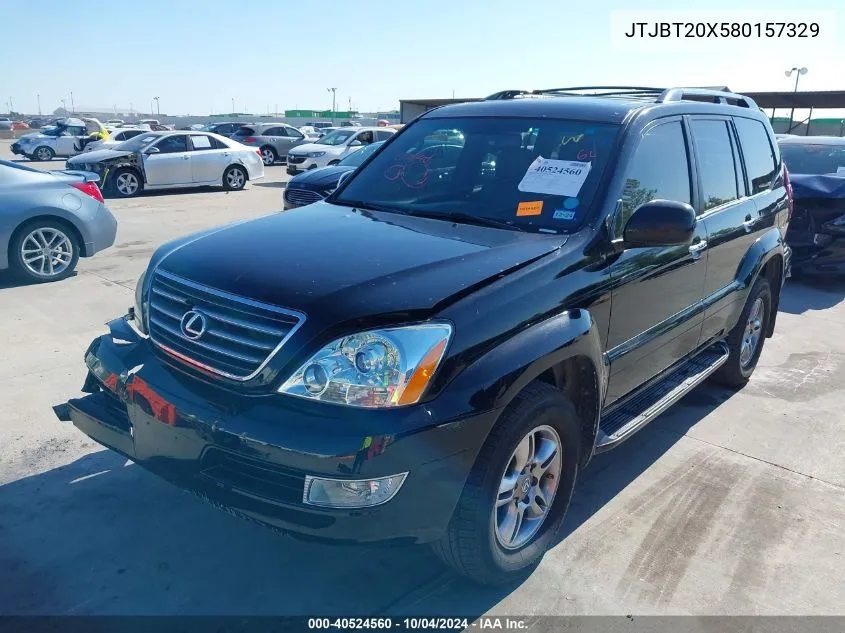 2008 Lexus Gx 470 VIN: JTJBT20X580157329 Lot: 40524560