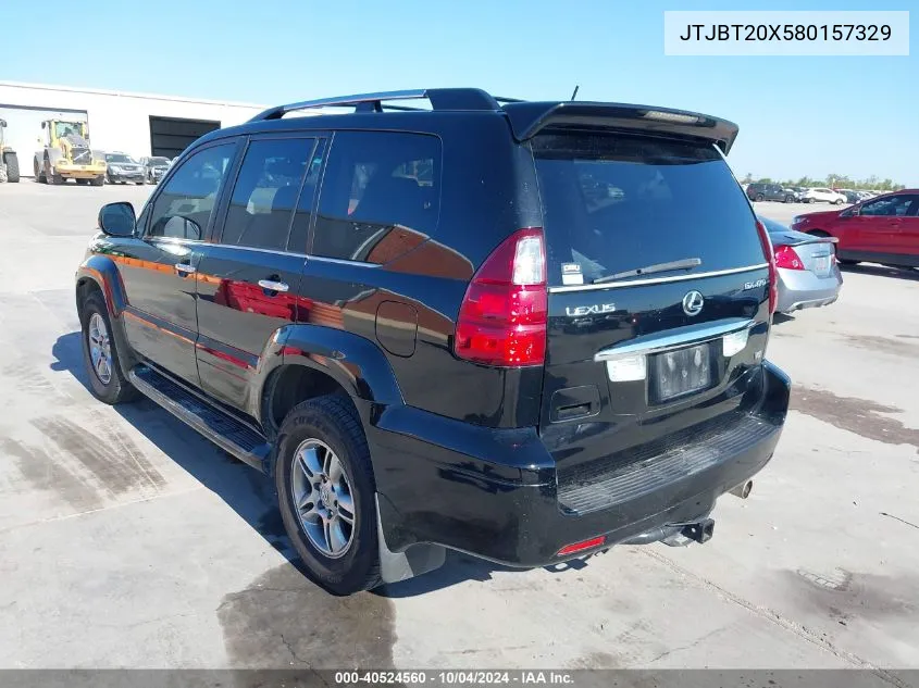 2008 Lexus Gx 470 VIN: JTJBT20X580157329 Lot: 40524560