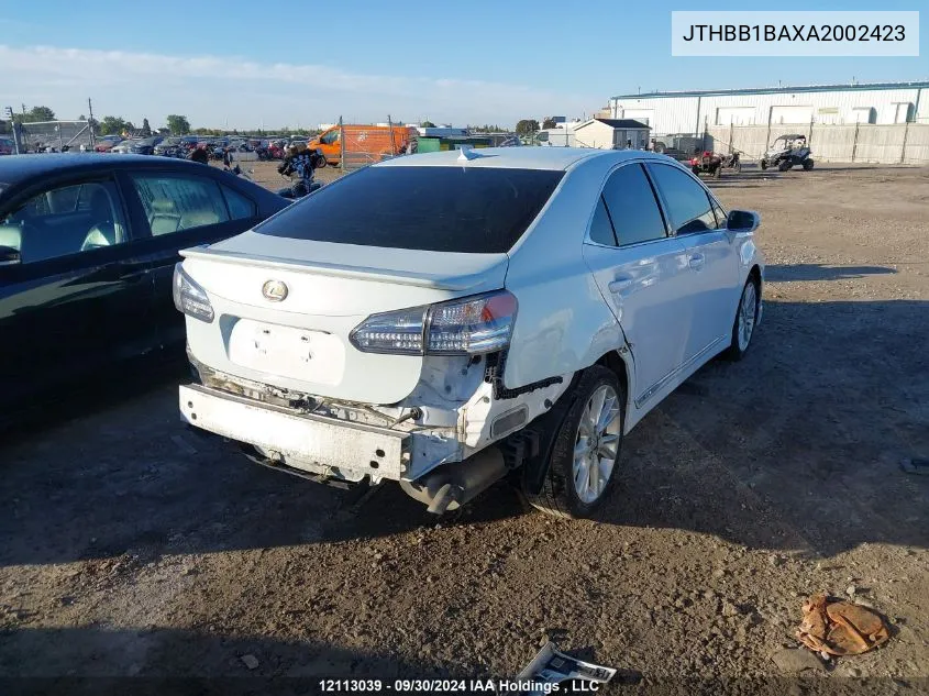 2010 Lexus Hs 250H VIN: JTHBB1BAXA2002423 Lot: 12113039