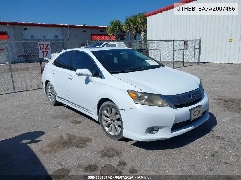 2010 Lexus Hs 250H VIN: JTHBB1BA7A2007465 Lot: 39610142