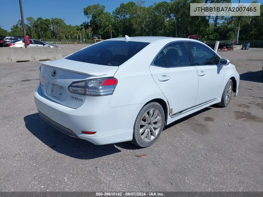 JTHBB1BA7A2007465 2010 Lexus Hs 250H