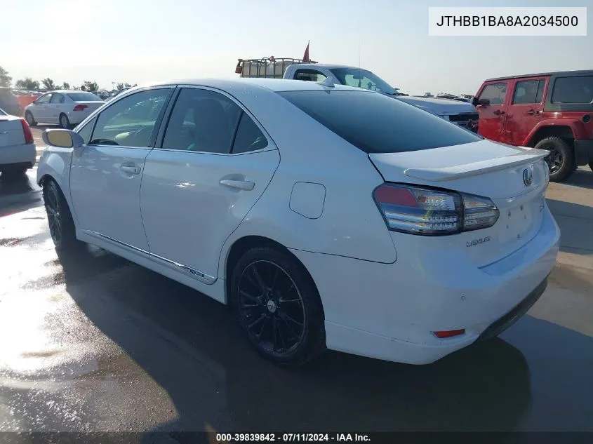 2010 Lexus Hs 250H Premium VIN: JTHBB1BA8A2034500 Lot: 39839842