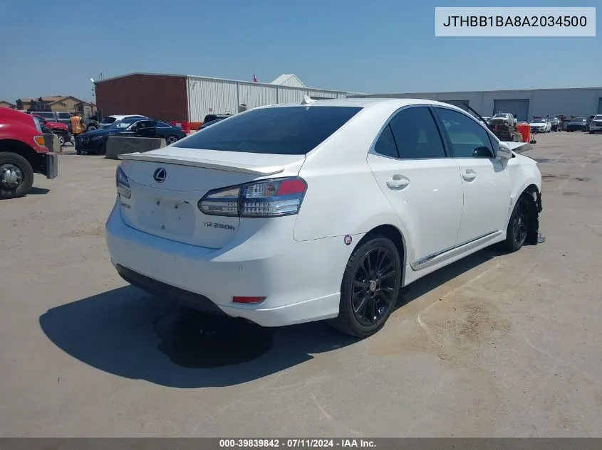 2010 Lexus Hs 250H Premium VIN: JTHBB1BA8A2034500 Lot: 39839842