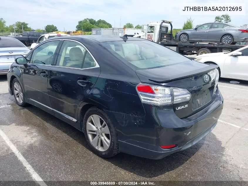 2010 Lexus Hs 250H Premium VIN: JTHBB1BA5A2012695 Lot: 39945889