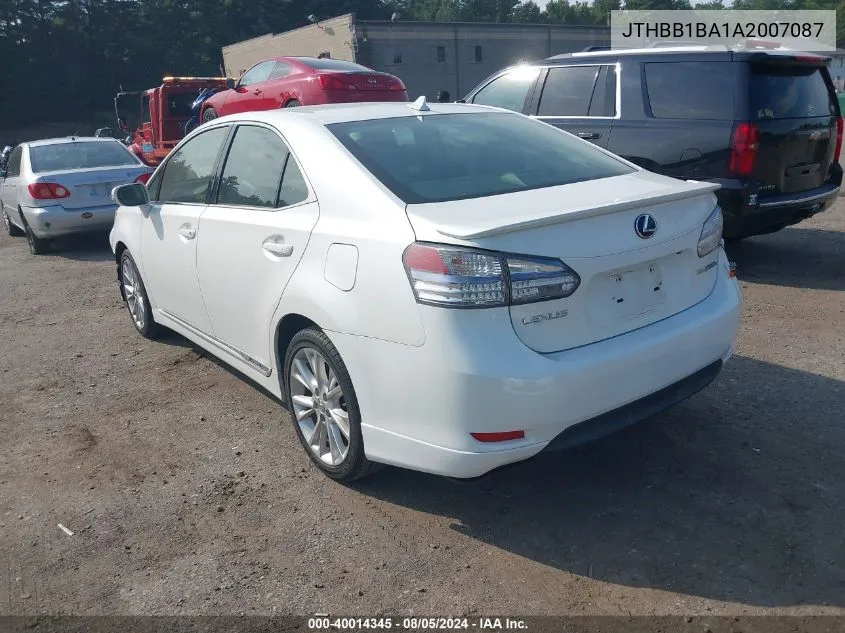 2010 Lexus Hs 250H Premium VIN: JTHBB1BA1A2007087 Lot: 40014345