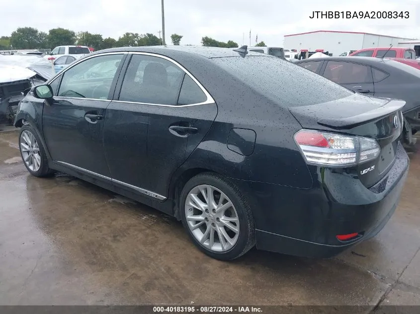 2010 Lexus Hs 250H Premium VIN: JTHBB1BA9A2008343 Lot: 40183195