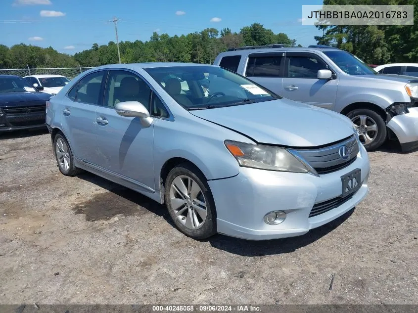 2010 Lexus Hs 250H VIN: JTHBB1BA0A2016783 Lot: 40248058