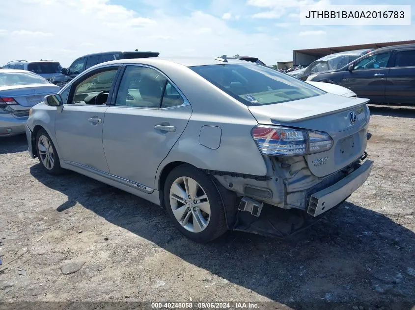 2010 Lexus Hs 250H VIN: JTHBB1BA0A2016783 Lot: 40248058