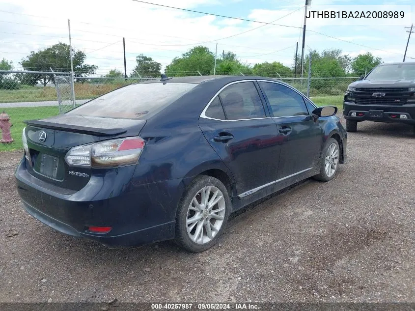 2010 Lexus Hs 250H Premium VIN: JTHBB1BA2A2008989 Lot: 40257987