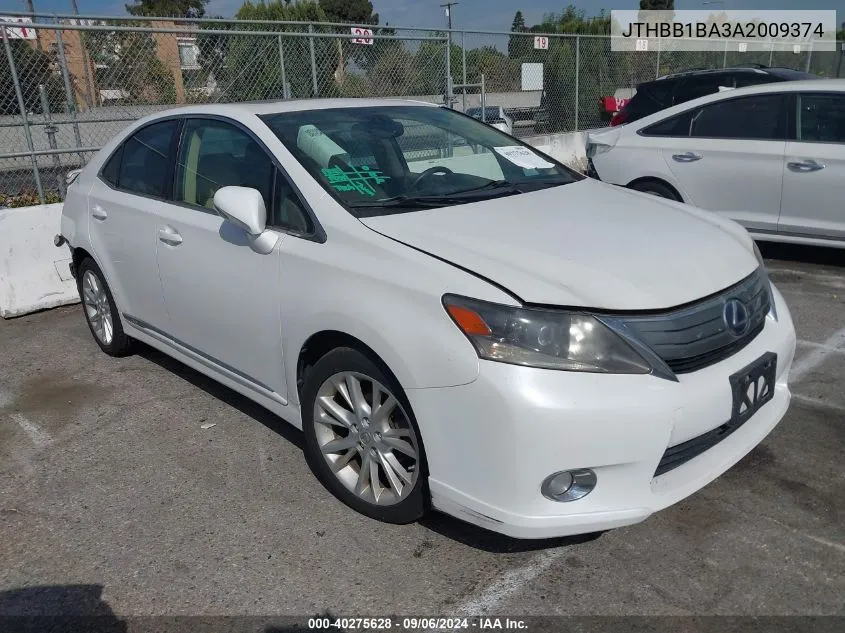 2010 Lexus Hs 250H Premium VIN: JTHBB1BA3A2009374 Lot: 40275628