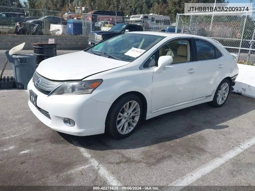 2010 Lexus Hs 250H Premium VIN: JTHBB1BA3A2009374 Lot: 40275628