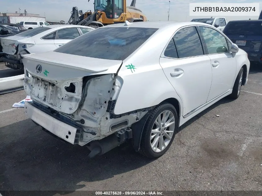 2010 Lexus Hs 250H Premium VIN: JTHBB1BA3A2009374 Lot: 40275628