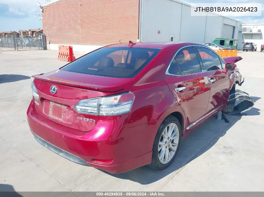 2010 Lexus Hs 250H Premium VIN: JTHBB1BA9A2026423 Lot: 40294935