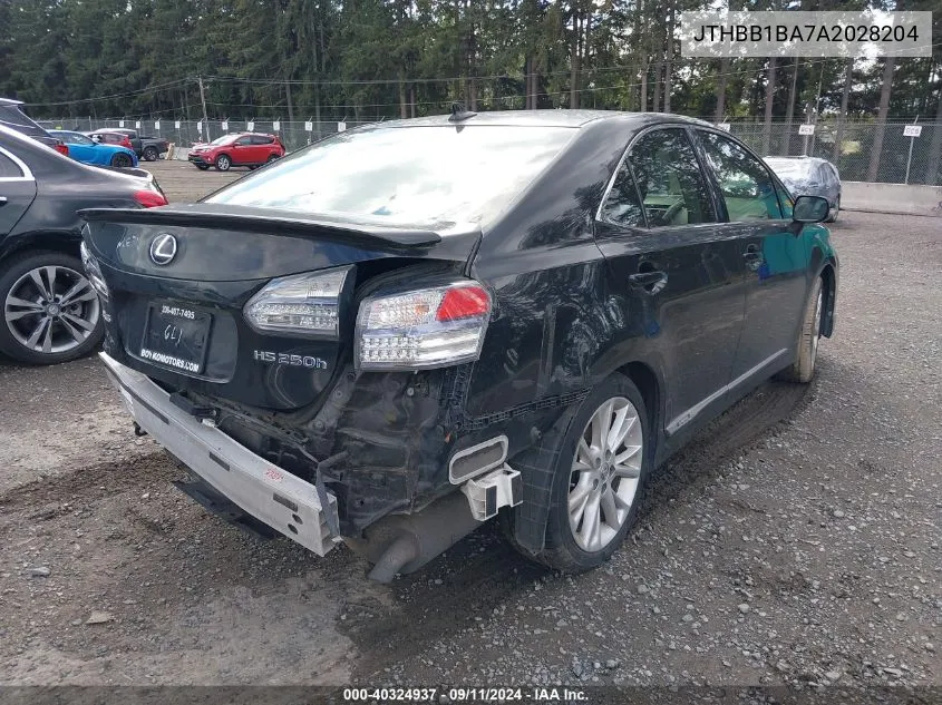 2010 Lexus Hs 250H Premium VIN: JTHBB1BA7A2028204 Lot: 40324937