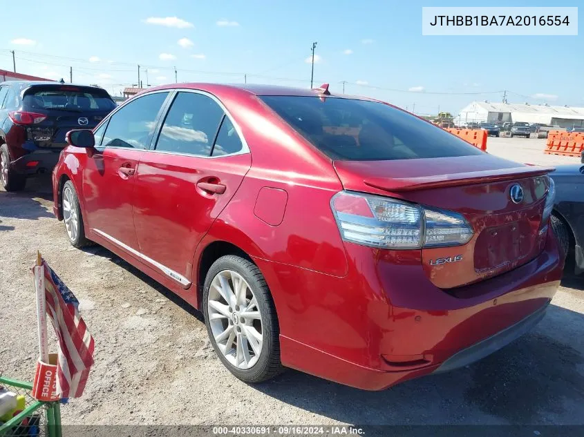 2010 Lexus Hs 250H Premium VIN: JTHBB1BA7A2016554 Lot: 40330691