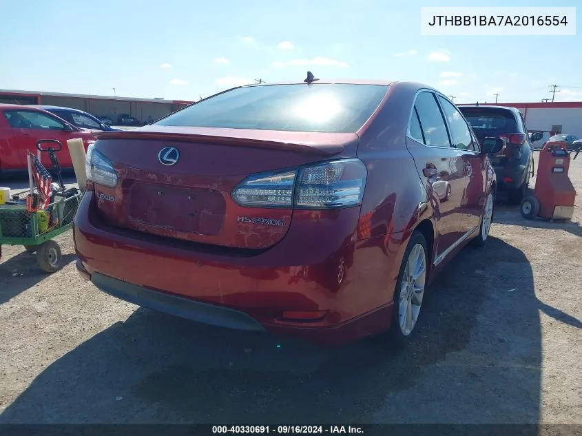 2010 Lexus Hs 250H Premium VIN: JTHBB1BA7A2016554 Lot: 40330691