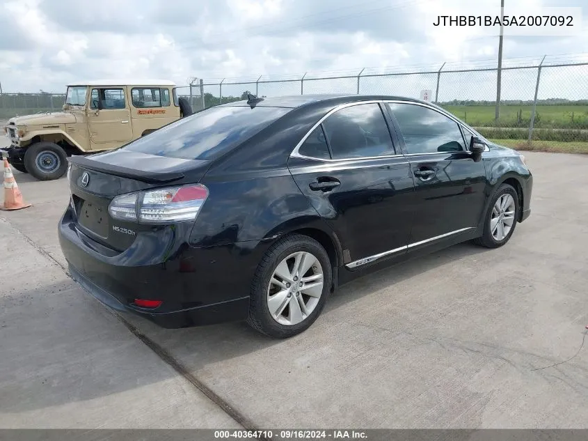 2010 Lexus Hs 250H VIN: JTHBB1BA5A2007092 Lot: 40364710