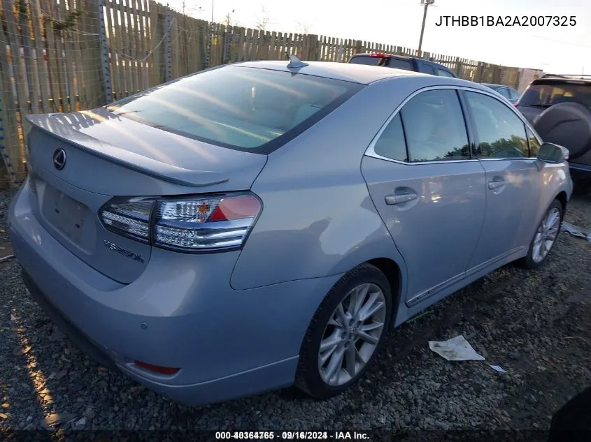 2010 Lexus Hs 250H Premium VIN: JTHBB1BA2A2007325 Lot: 40364765