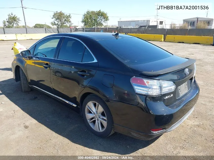 2010 Lexus Hs 250H VIN: JTHBB1BA7A2001536 Lot: 40402562