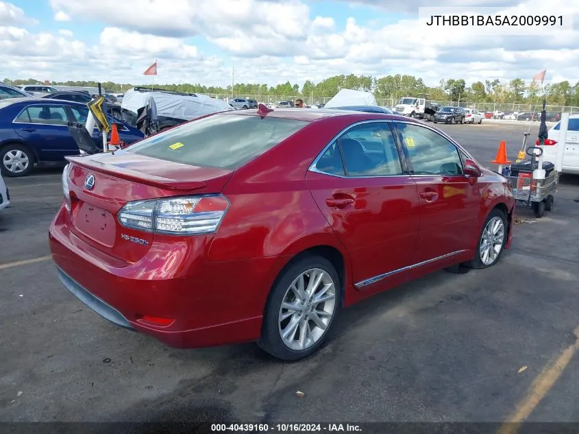 2010 Lexus Hs 250H Premium VIN: JTHBB1BA5A2009991 Lot: 40439160