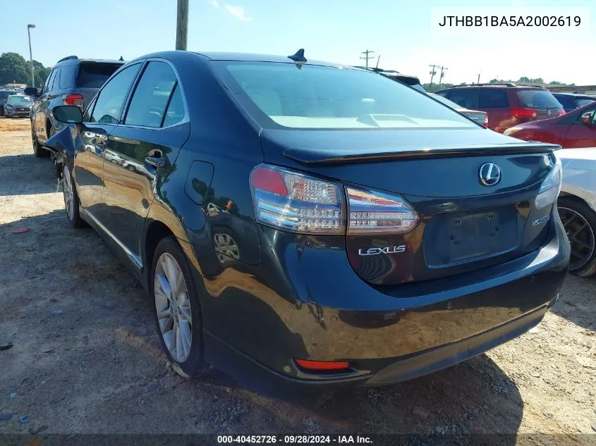 2010 Lexus Hs 250H VIN: JTHBB1BA5A2002619 Lot: 40452726