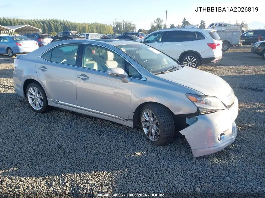 JTHBB1BA1A2026819 2010 Lexus Hs 250H Premium