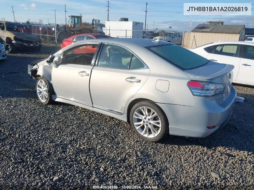 JTHBB1BA1A2026819 2010 Lexus Hs 250H Premium