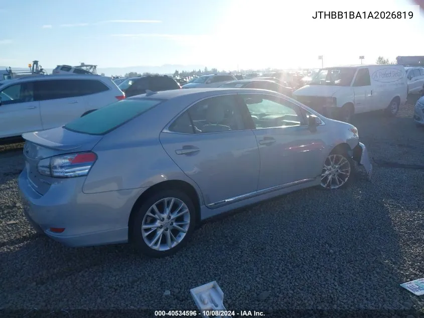 2010 Lexus Hs 250H Premium VIN: JTHBB1BA1A2026819 Lot: 40534596