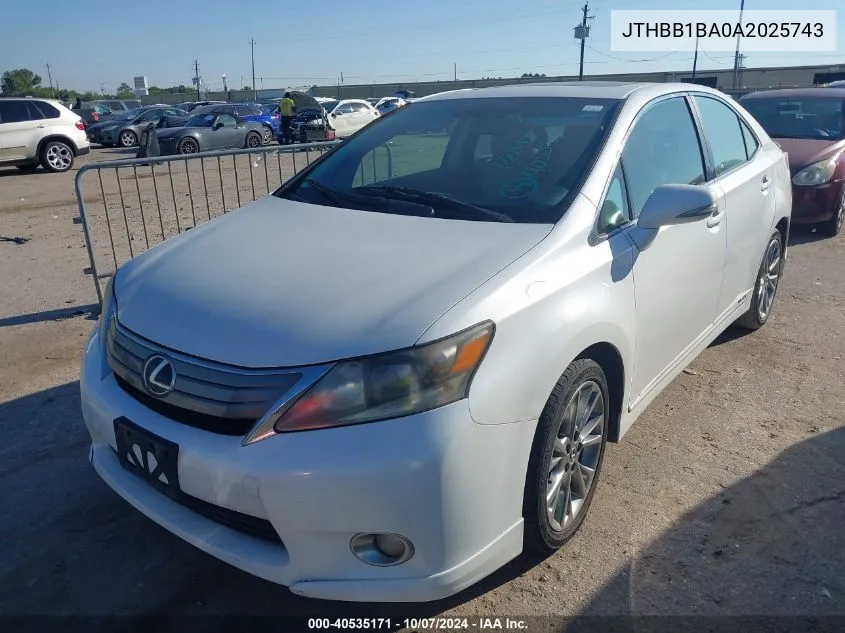 2010 Lexus Hs 250H VIN: JTHBB1BA0A2025743 Lot: 40535171