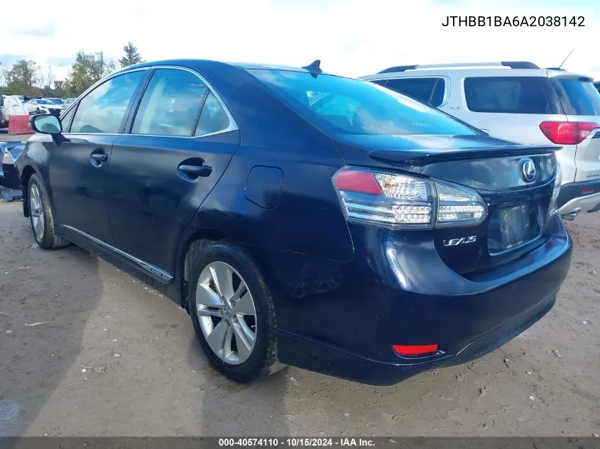 2010 Lexus Hs 250H VIN: JTHBB1BA6A2038142 Lot: 40574110